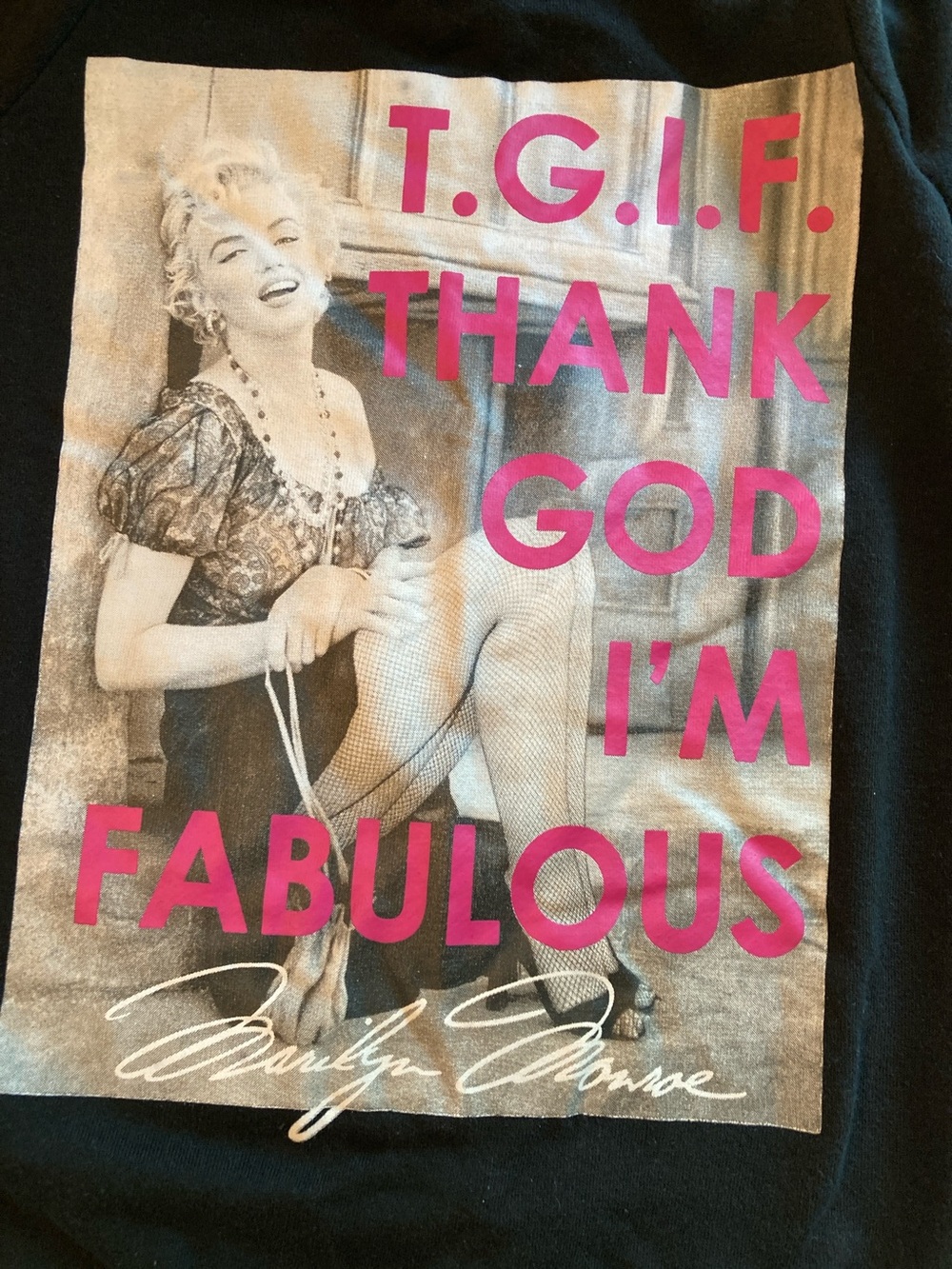 Marilyn Monroe Black Sweatshirt with Pink Graphic - Picture 7 of 8